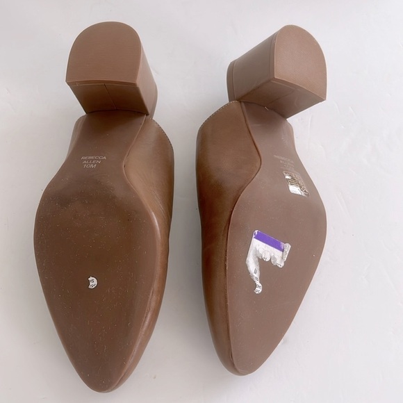 REBECCA ALLEN Women's The Block Mule Heeled Brown LEATHER Sandal Size 10 NEW - Picture 6 of 6